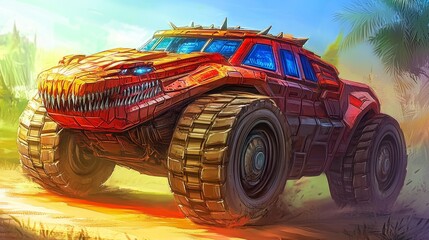 Monster Truck in a Jungle Setting