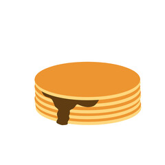 Flat design Illustration of pancakes sprinkled with chocolate and milk hand drawn 
