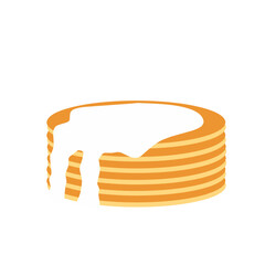 Flat design Illustration of pancakes sprinkled with chocolate and milk hand drawn 
