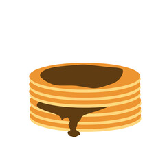 Flat design Illustration of pancakes sprinkled with chocolate and milk hand drawn 
