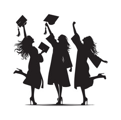 graduation celebration silhouette vector illustration