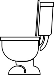 Toilet icon bowl sanitary clean silhouette ware vector bathroom in trendy black line style. Bidet toilet flush WC icon for website design isolated on transparent background. furniture for bathroom.