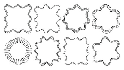 artistic squiggle frames with wavy and zigzag edges for abstract design
