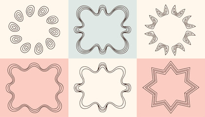 artistic squiggle frames with wavy and zigzag edges for abstract design