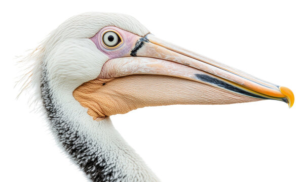 Close-up of a pelican showcasing vibrant features, cut out - stock png.