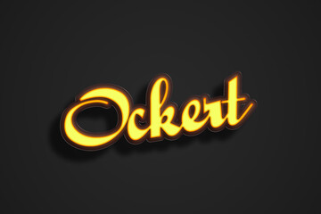 Yellow Neon Light Text Effect of Afrikaans name Ockert on black background.