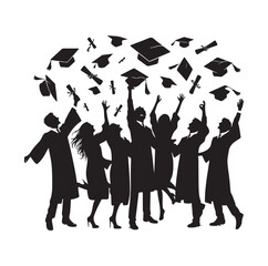 graduation celebration silhouette vector illustration