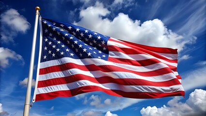 Obraz premium USA flag on white background. For USA Memorial Day, Veteran's Day, Labor Day, or the 4th of July celebration. generative ai