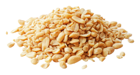 Pile of raw peanut kernels on a white background, cut out - stock png.
