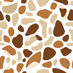 Brown and beige seamless pattern featuring organic shapes on a white background in color of the year 2025 mocha mousse