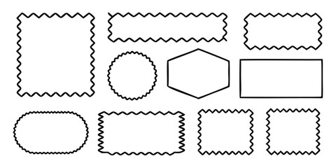 artistic squiggle frames with wavy and zigzag edges for abstract design