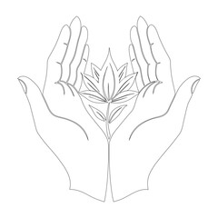 Obraz premium Hands Holding Sketch - Continuous One Line Elegant Vector Drawing