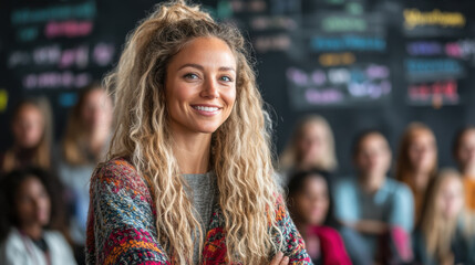 Empowered teacher leading diverse classroom session