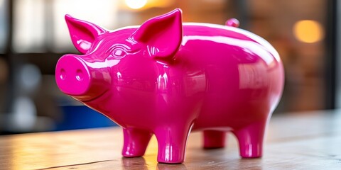 Swine bank in vibrant pink illustrates how youth can navigate finances. The swine bank represents marketing potential for kids seeking funds, equity, and financial growth in their future endeavors.
