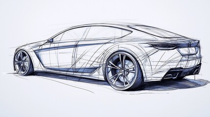 Fototapeta premium Sleek and Futuristic Automotive Design Concept Blueprint