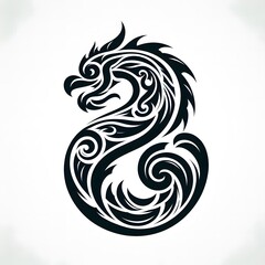 Obraz premium AI Generate of Dragon Shape in Maori Art style isolated in white