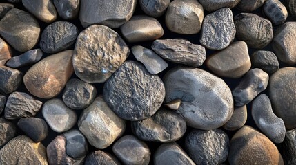 A close-up view of various smooth stones arranged closely together.