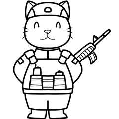 Doodle cartoon of cat soldier