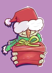 Cartoon snowman with high quality image output, design made for sticker, gift card, present, and any printable, winter holiday, december, christmas, new year event.