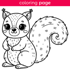 coloring page for kids cute squirrel wild animal vector illustration template design