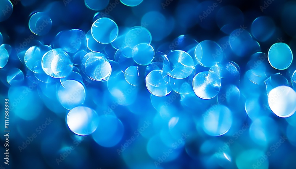 Aufkleber Abstract Blue Bokeh Lights Creating a Dreamy Festive and Calming Atmosphere : Generative AI