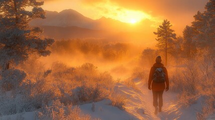 Model Walking Through Snowy Forest in Winter Fashion