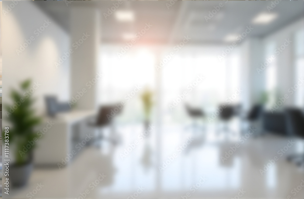Wall mural blurred empty open space office. abstract light bokeh at office interior background for design.