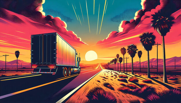 Loaded truck on motorway transportation industry concept truck Business background