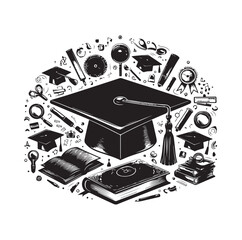 graduation Cap silhouette vector illustration