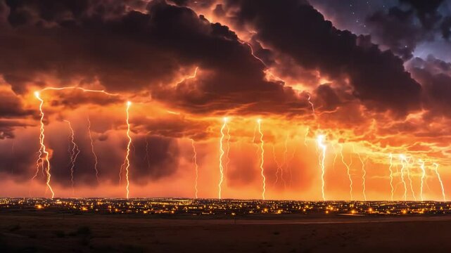 Lightning storms over deserts during solar eclipses, creating a surreal atmosphere of darkness and light.
