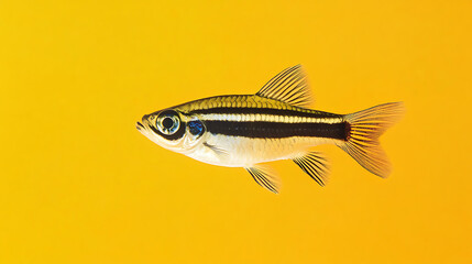 Fototapeta premium Cute puppy swimming among colorful fish in vibrant aquarium underwater exploration joyful scene