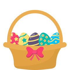Easter Basket with Eggs Illustration