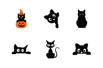 Vector illustration of Halloween cats