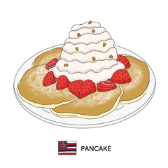 ハワイ料理＿パンケーキの線画イラスト