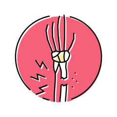 fracture forearm bones osteoporosis color icon vector. fracture forearm bones osteoporosis sign. isolated symbol illustration