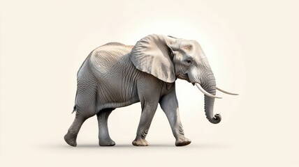 Fototapeta premium Majestic Elephant Walking Gracefully on a Soft, Neutral Background