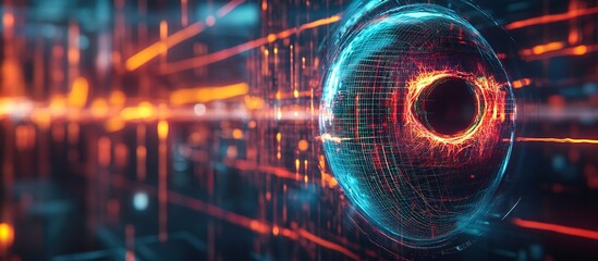 Obraz premium Abstract Digital Sphere: Futuristic Technology and Data Visualization