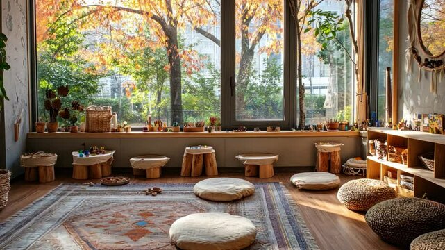 Reggio Emilia approach emphasizing child-centered, experiential learning in a collaborative community environment.