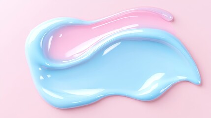 Serum texture close up. Light blue and pink gradient liquid gel background. Transparent beauty skincare sample. Cosmetic clear liquid cream smudge. 