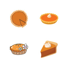 Vector illustration of a pumpkin pie set