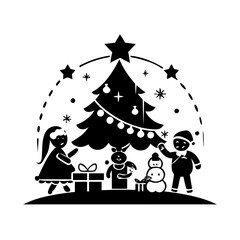 christmas silhouette, christmas vector icon - silhouette vector art of christmas, symbolizing holiday celebrations. christmas silhouette.