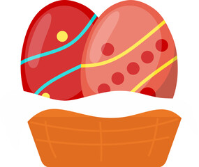 Colorful Easter Eggs in a Basket