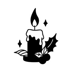 christmas candle silhouette, christmas vector icon - silhouette vector art of christmas candle, symbolizing holiday celebrations. christmas silhouette.