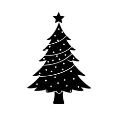 Obraz premium christmas tree silhouette, christmas vector icon - silhouette vector art of christmas tree, symbolizing holiday celebrations. christmas silhouette.