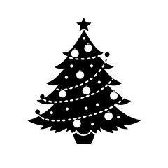 christmas tree with lights silhouette, christmas vector icon - silhouette vector art of christmas tree with lights, symbolizing holiday celebrations. christmas silhouette.