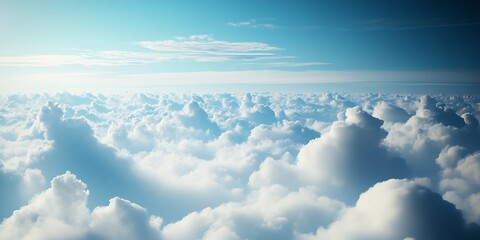 Fototapeta premium Heavenly Sea of Clouds Beneath Bright Blue Sky in Idyllic Clear Weather : Generative AI