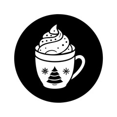 festive mug with whipped cream silhouette, christmas vector icon - silhouette vector art of festive mug with whipped cream, symbolizing holiday celebrations. christmas silhouette.
