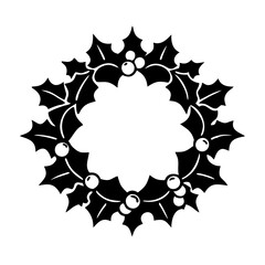 holly wreath silhouette, christmas vector icon - silhouette vector art of holly wreath, symbolizing holiday celebrations. christmas silhouette.