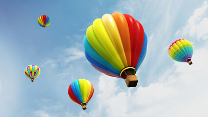 Colorful hot air balloons rising in the air