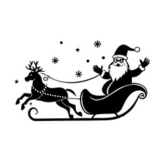 santa in sleigh silhouette, christmas vector icon - silhouette vector art of santa in sleigh, symbolizing holiday celebrations. christmas silhouette.
